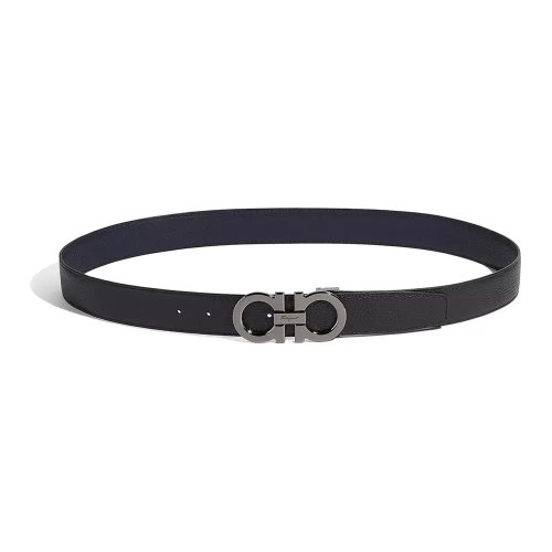 Salvatore Ferragamo/菲拉格慕 男士黑色/深藍色皮革腰帶   679710-0687611