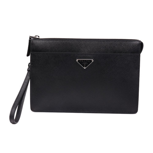 PRADA/普拉達經典三角標牛皮革男士手挽手拿包手包2VF0329Z2