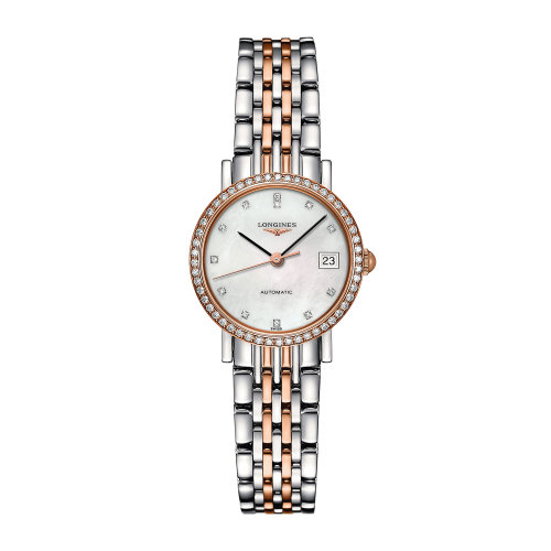 LONGINES/浪琴 博雅系列 精鋼/200微米 18K包金玫瑰鉆石 鉆石時標 自動機械女士腕表 L4.309.5.88.7