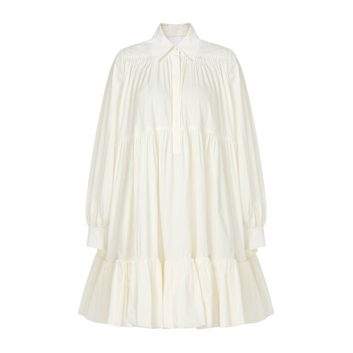 Valentino/華倫天奴 奶白色 女士通體設計感褶皺襯衫式連衣裙【RUNWAY SS20】 TB0VASE05J1A03 2020年春夏
