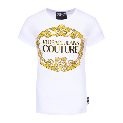 VERSACE JEANS/范思哲牛仔 女士純色棉質經典字母徽標印花裝飾圓領短袖上衣T恤 B2HVA7E0-30311 多色可選