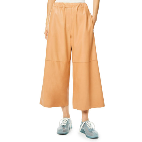 LOEWE/羅意威 22年春夏新款 女士黃油黃色納帕羊皮革九分長褲S540Y54L28-8020