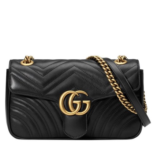 GUCCI/古馳 小號GGMarmont 女士波浪紋金屬扣鏈條單肩斜挎包 443497 DTDIT 1000