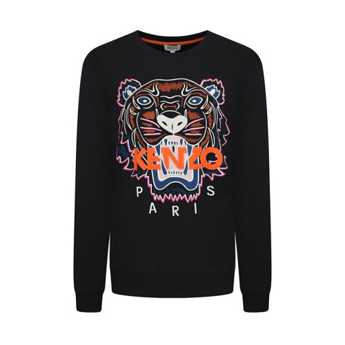 KENZO/高田賢三  凱卓女裝 經(jīng)典虎頭圖案 女士黑色棉質(zhì)時(shí)尚百搭圓領(lǐng)秋冬衛(wèi)衣 F762SW7054XP.99