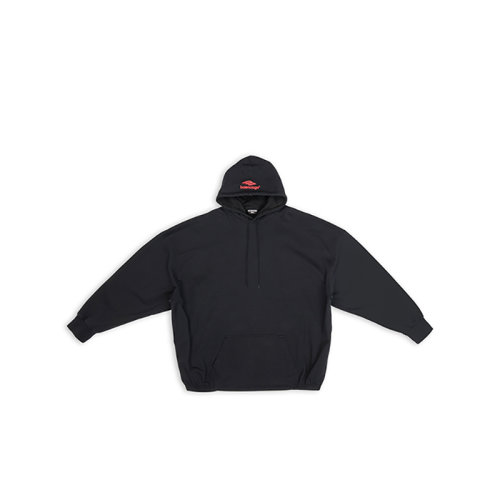 Balenciaga/巴黎世家 22年秋冬新款 男士黑色帽頭飾有印花圖案抓絨連帽衛衣697971TMVA61076