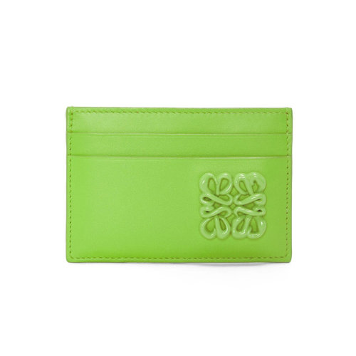 LOEWE/羅意威 23春夏新款 Anagram系列 女士豌豆綠釉緞面小牛皮飾有同色系標志卡包C794322X01-8611