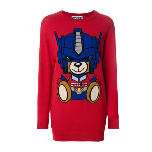 MOSCHINO/莫斯奇諾  女裝 服裝 羊毛機器人圖案長袖 女士連衣裙 V04925501