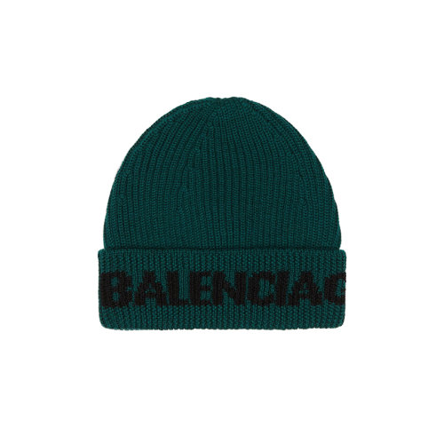 Balenciaga/巴黎世家新款 男女同款綠色純羊毛黑色LOGO針織毛線帽675327T16153064