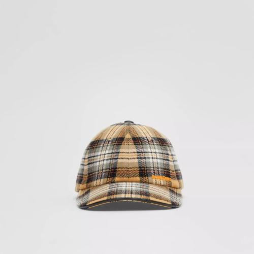  BURBERRY 22年秋冬 男士 徽標裝飾格紋棉質法蘭絨棒球帽 80609811