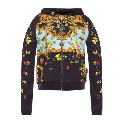 VERSACE JEANS/范思哲牛仔 女士拼色棉質(zhì)印花裝飾拉鏈開合長袖上衣外套連帽衫運動衫 B6HUA793-30213-899