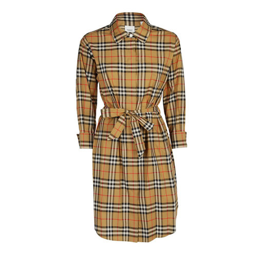 BURBERRY/博柏利  巴寶莉女裝 時尚百搭 女士卡其色格紋棉質連衣裙 80139461