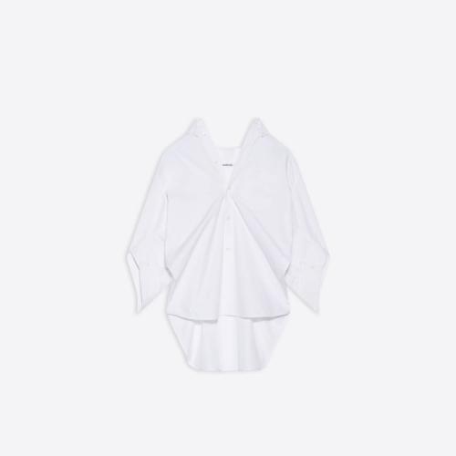  BALENCIAGA巴黎世家 22年秋冬 女士 長袖襯衫 Women's Swing Twi*w*sted Shirt in White 67166 預定商品1-3周發貨
