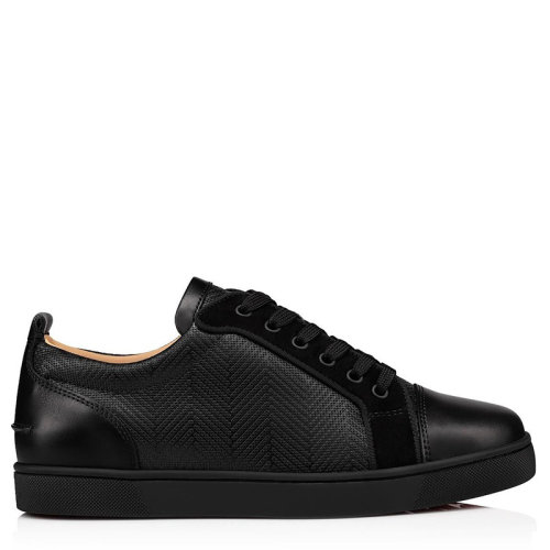 Christian Louboutin/克里斯提魯布托 男士黑色皮革Louis Junior Flat運動鞋1210323BK01
