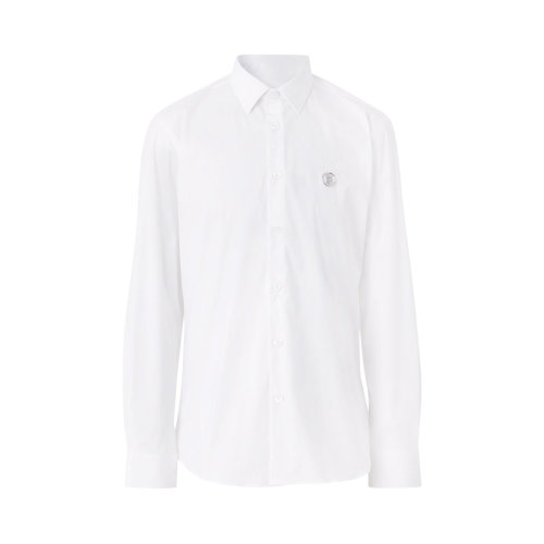 BURBERRY/博柏利 男士白色棉質混紡聚酰胺長袖翻領襯衫 8042771