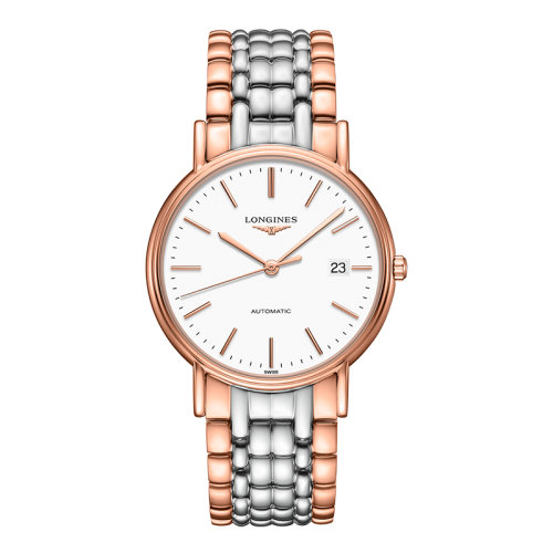 LONGINES/浪琴  時尚系列 自動機(jī)械表白盤精鋼粉色PVD表帶男女同款38.5毫米L4.921.1.12.7