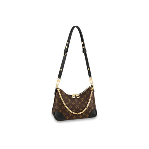 Louis Vuitton|路易威登 Boulogne 牛角包 經典Monogram老花帆布 可拆式肩帶 單肩斜挎包 女款 黑色