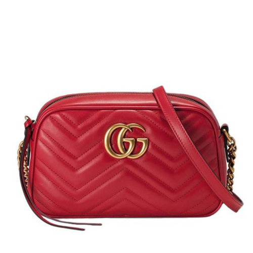 GUCCI/古馳 古琦女包 女士GG紅色皮質經典時尚拉鏈斜挎單肩包 447632 DTDIT 6433