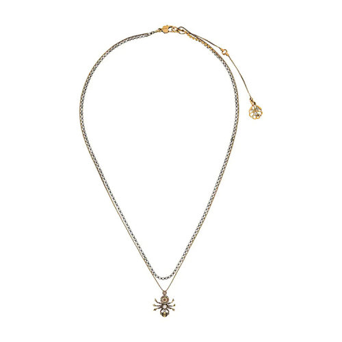 Alexander McQueen/亞歷山大麥昆 女士 金色金屬蜘蛛骷髏頭時尚吊墜項鏈 589885J160T4560