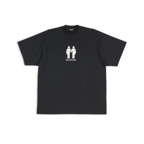 Balenciaga/巴黎世家 22年秋冬新款 PRIDE 22系列 男女同款黑色純棉圖案印花oversize短袖T恤694576TMVO21070
