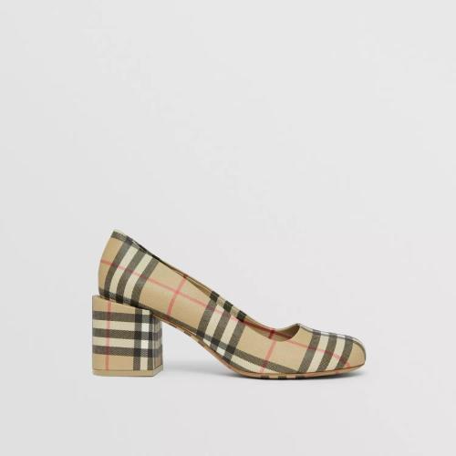  BURBERRY 22年秋冬 女士 Vintage 格紋粗跟鞋 80452241