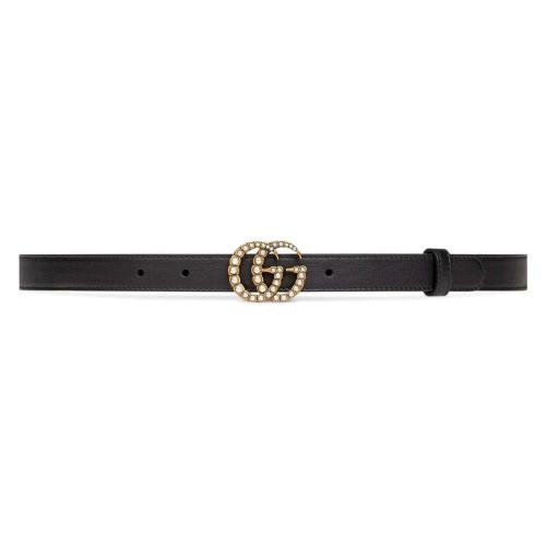 GUCCI古馳 22年秋冬 女士 珍珠雙G帶扣皮革腰帶 476342 AP0WT 8681