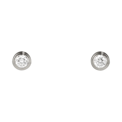 CARTIER/卡地亞 Diamants Légers系列 簡約優雅中號18k金白金鑲鉆耳釘 B8041400