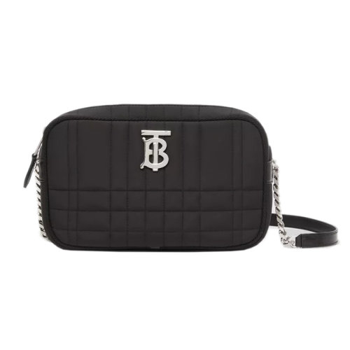 BURBERRY/博柏利 22新款 Lola系列 女士迷你黑色絎縫面料配皮拉鏈開合小羊皮肩帶配調節鏈條單肩斜挎相機包80591501