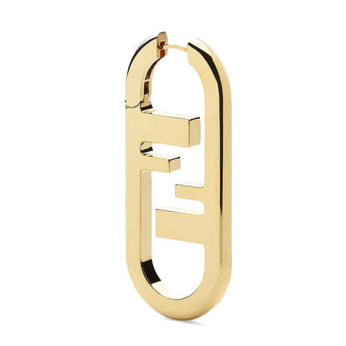 FENDI/芬迪  O’LOCK系列 大號金色金屬Fendi O'Lock鏤空圖案橢圓形耳環8AH289B08F0CFK
