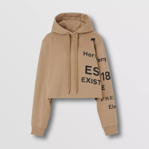  BURBERRY 22年秋冬 女士 Horseferry 印花棉質短款連帽衫 80607011