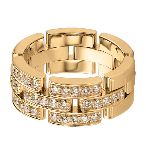 CARTIER/卡地亞 MAILLONPANTHèRE 18K金鑲嵌鉆石三圈戒指B4127100