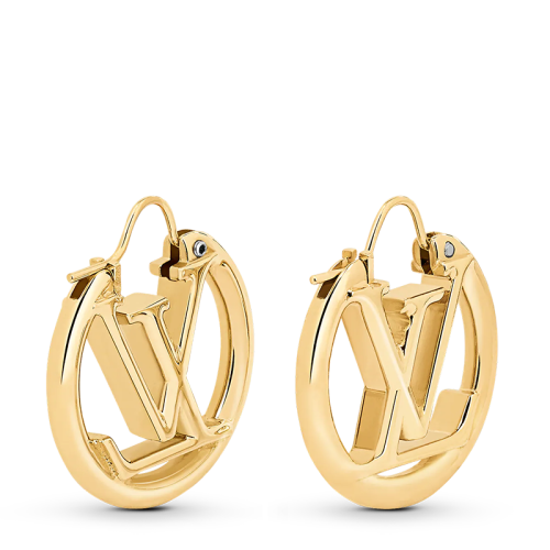 Louis Vuitton/路易威登 22春夏新款LOUISE系列 金色金屬鏤刻徽標字母標識耳環M00396