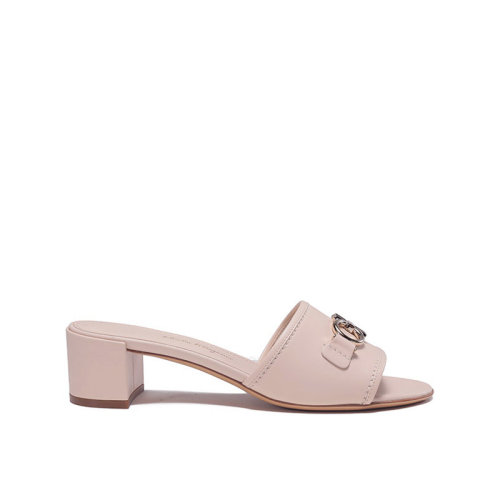Salvatore Ferragamo/菲拉格慕 女士牛皮革GANCINI粗跟拖鞋涼拖Gancio標(biāo)識 0755159