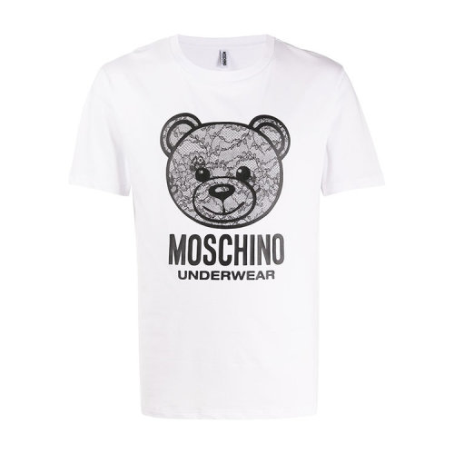 MOSCHINO/莫斯奇諾  男裝 小熊圖案 男士白色棉質時尚圓領春夏短袖T恤 A19118120