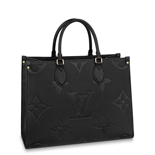 Louis Vuitton/路易威登 經(jīng)典款ONTHEGO系列 女士中號黑色老花壓紋粒面皮革單肩手提托特包M45595