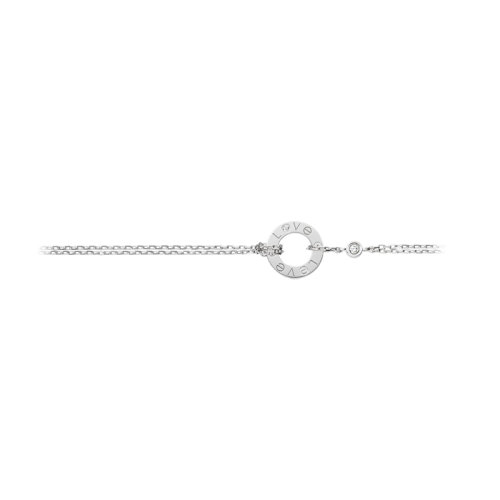 CARTIER/卡地亞 經(jīng)典LOVE系列 18K金白金單環(huán)鑲鉆LOVE手鏈 B6038100