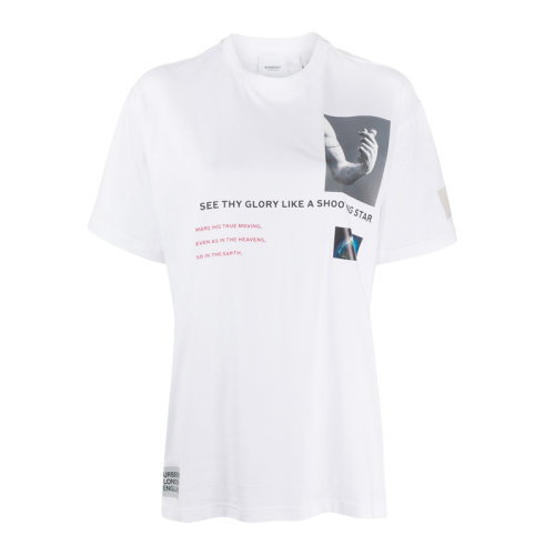 BURBERRY/博柏利  女裝 服裝 白色棉質圖案字母印花圓領 女士短袖T恤 8024656