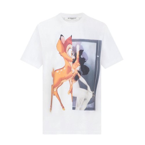 Givenchy/紀梵希  經典款女士純棉圓領印花小鹿短袖T恤 （2色可選）BW700D304U-001