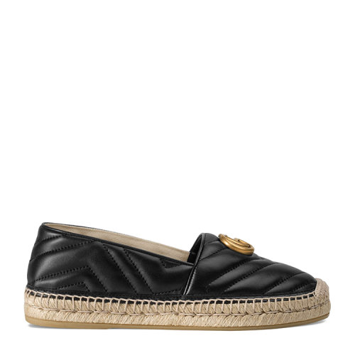 GUCCI/古馳 飾雙 G 皮革草編鞋 551890 BKO00