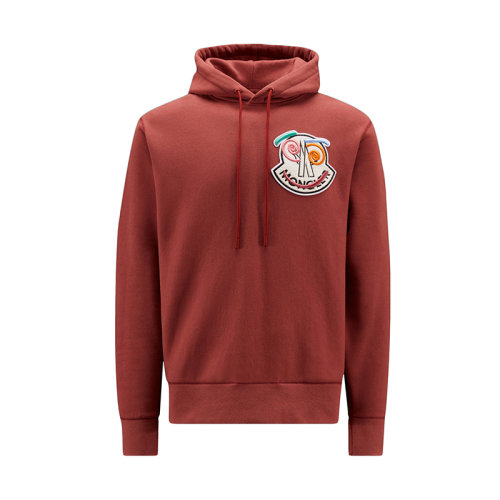 Moncler/蒙克萊 22年秋冬新款 1952系列 男士紅色純棉徽標貼片連帽衫衛衣H20928G00006809KX590