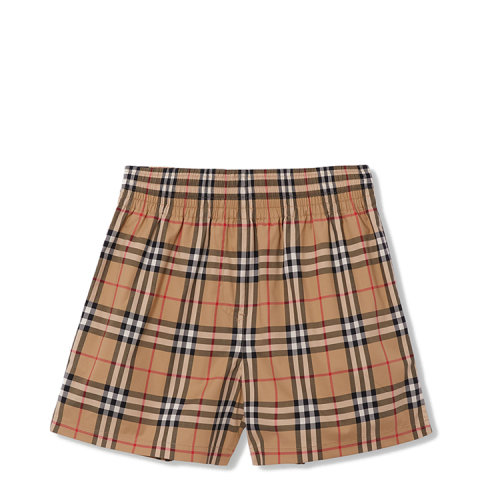 BURBERRY/博柏利 側邊條紋 Vintage 格紋彈力棉質短褲 女士短褲 80405981