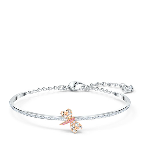 Swarovski/施華洛世奇 ETERNAL FLOWER系列 女士鍍白金色/鍍玫瑰金色仿水晶石可愛小蜻蜓手鐲手環手鏈 5518138
