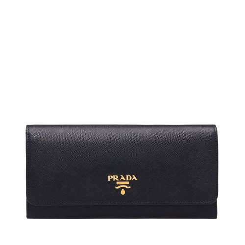 PRADA/普拉達 22春夏新款 女士黑色皮革金扣長款錢包1MH132_QWA_F0002