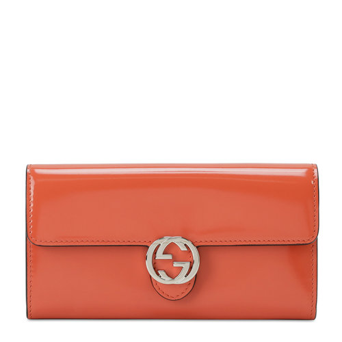 GUCCI/古馳 女士長款橘色漆皮GG錢包 手拿包女包369663-DKE2N-6525