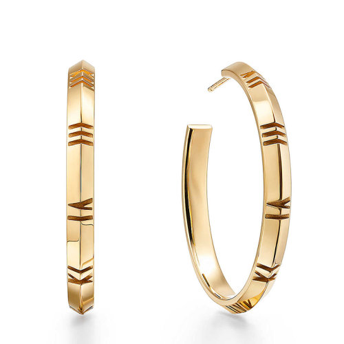 Tiffany & Co./蒂芙尼  Atlas X系列 大號18K金黃金羅馬數字耳環67786114