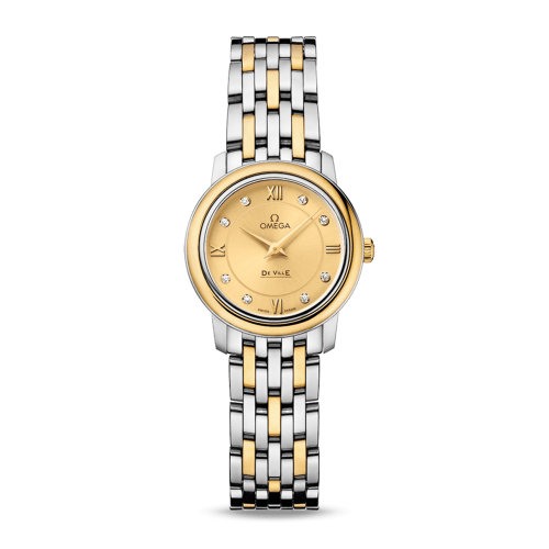 OMEGA/歐米茄 碟飛系列 典雅 精鋼 18K金 鉆石刻度 石英機芯 女士腕表 424.20.24.60.58.001