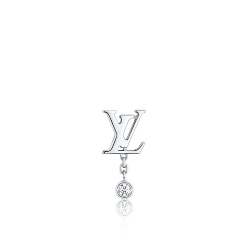 Louis Vuitton/路易威登 IDYLLE BLOSSOM系列 經典款單只18k金白金鉆石LV徽標耳釘Q96544