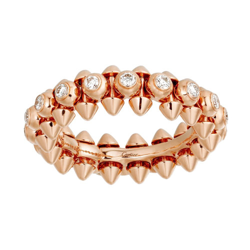 CARTIER/卡地亞 CLASH DE CARTIER系列 18K金玫瑰金子彈頭鉚釘鉆石戒指N4765400