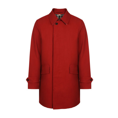 BURBERRY/博柏利 純棉翻領棗紅色男士大衣 男士外套 棉服 夾克 上裝 瑕疵特賣（陳列痕跡，不影響使用）