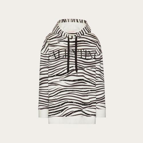  VALENTINO華倫天奴 22年秋冬 女士 衛衣 SWEAT a CAPUCHE EN JERSEY BRODé a IMPRIMé ZEBRA
