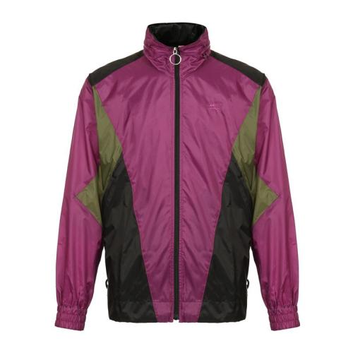 BURBERRY/博柏利 錦綸玫紅色拼接設計隱形連帽男士夾克 男士外套 登山服 沖鋒衣80012031